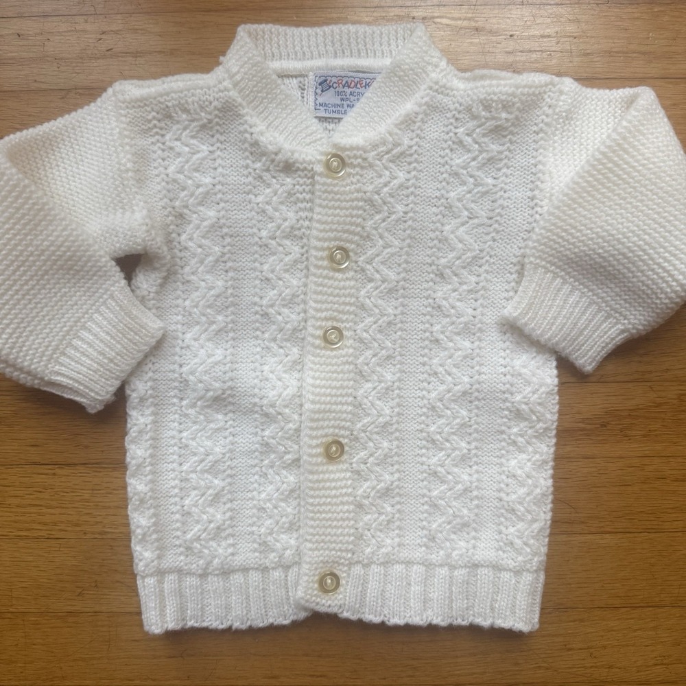 Vtg CradleKnit Infant Baby Sweater 3-6 Month Cream Off-white Cottagecore Grandma